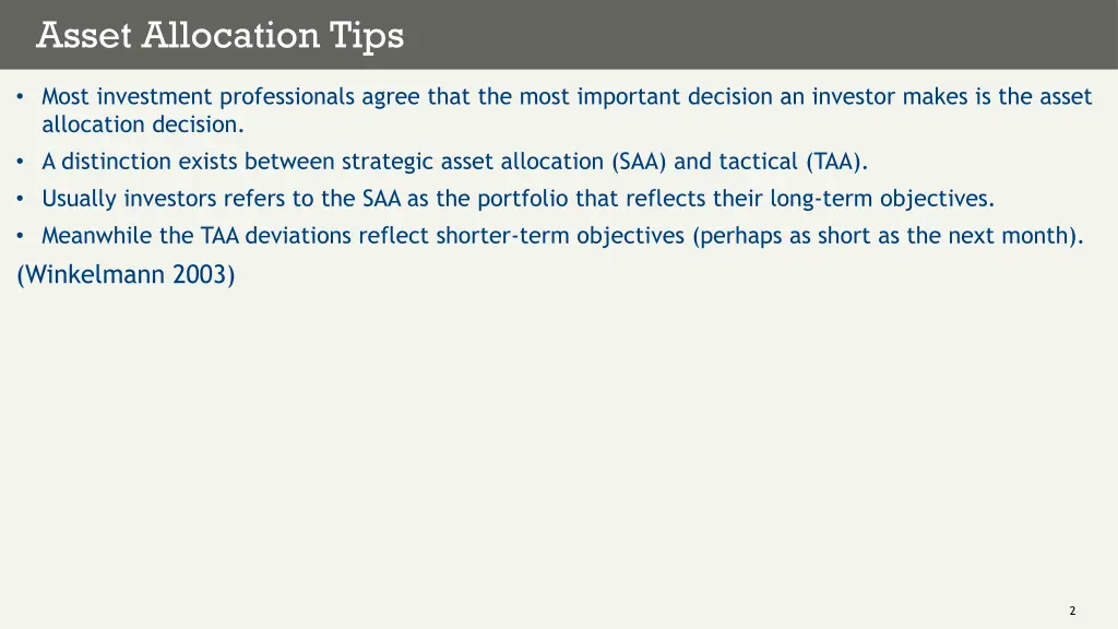 asset allocation tips