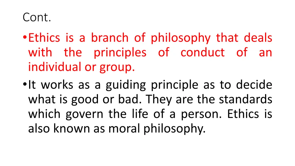 cont ethics is a branch of philosophy that deals