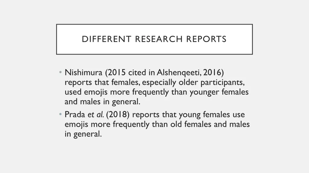 different research reports