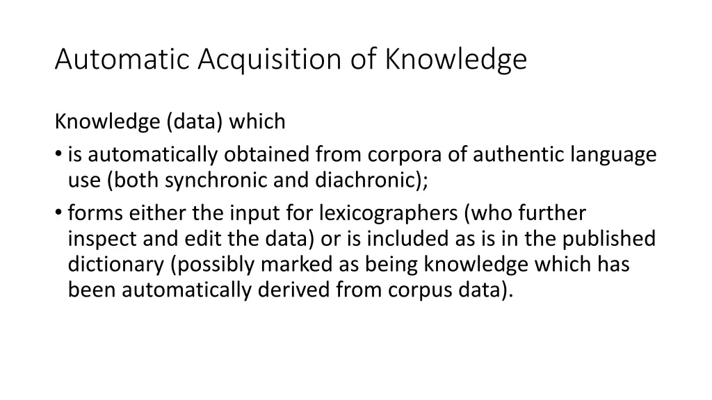 automatic acquisition of knowledge