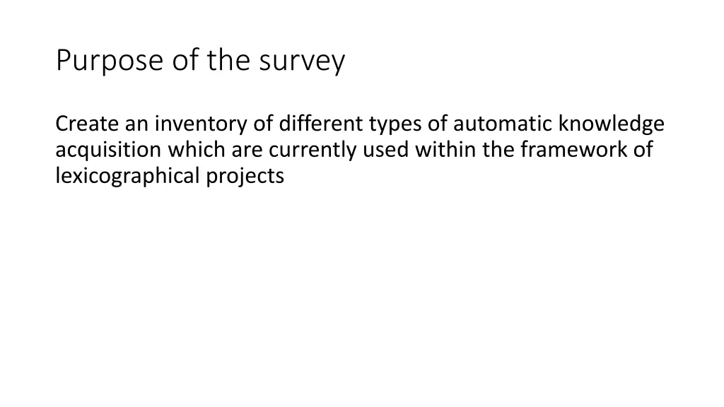 purpose of the survey