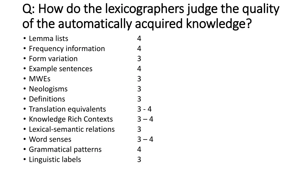 q how q how do the lexicographers judge