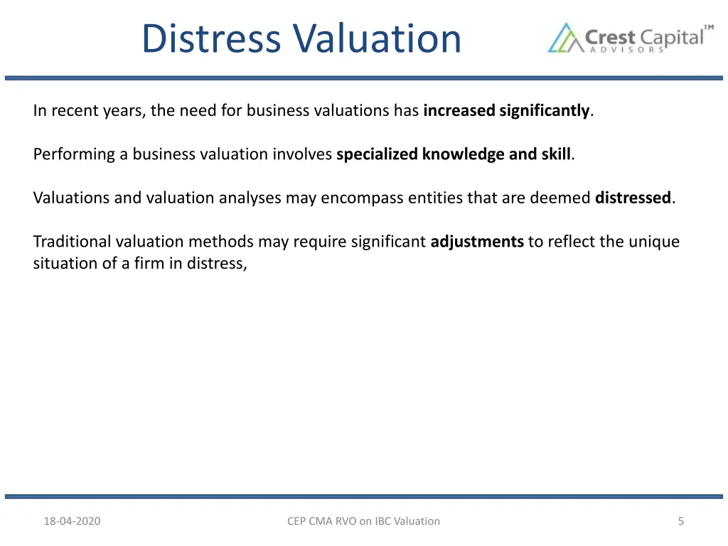 distress valuation