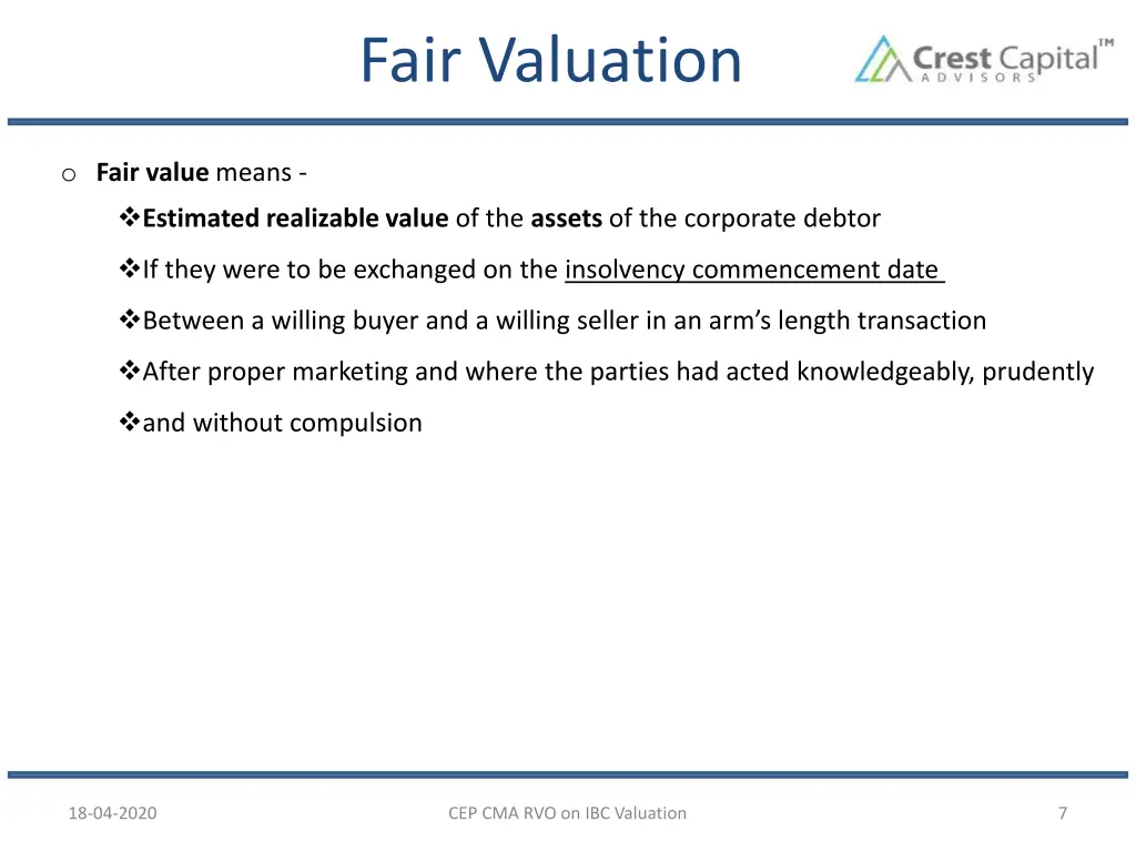 fair valuation