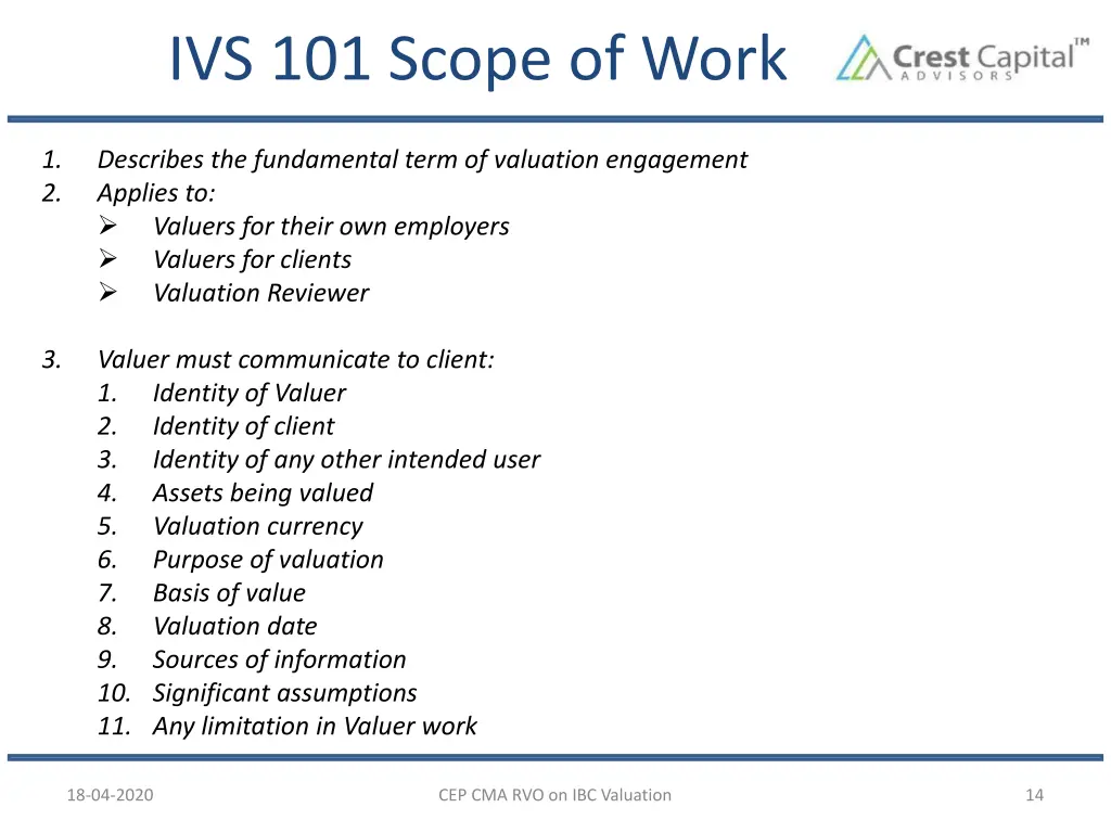 ivs 101 scope of work