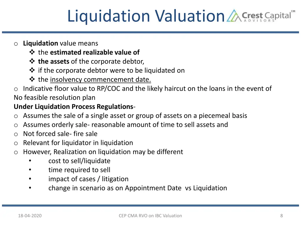 liquidation valuation