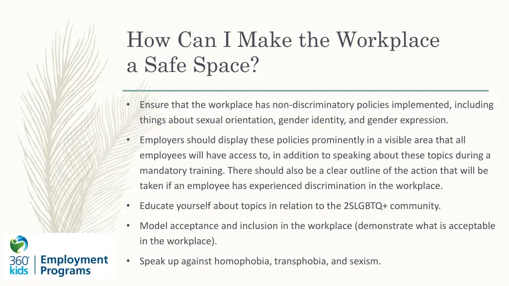 how can i make the workplace a safe space