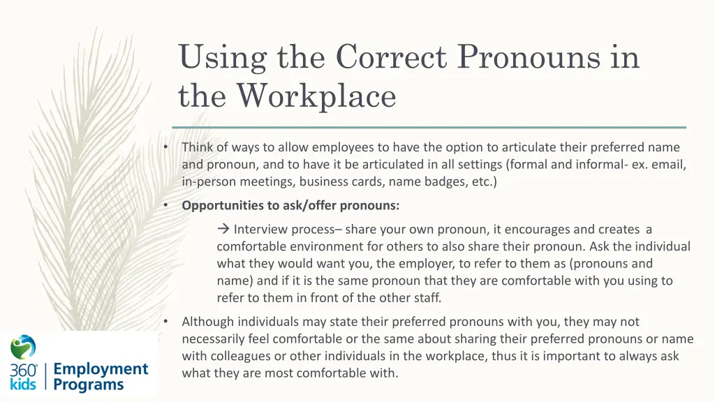 using the correct pronouns in the workplace