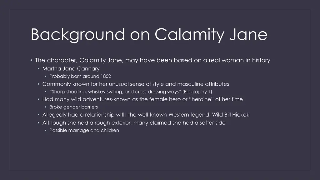 background on calamity jane