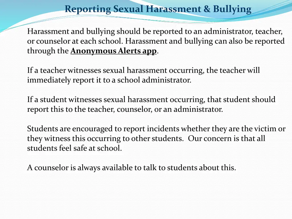 reporting sexual harassment bullying