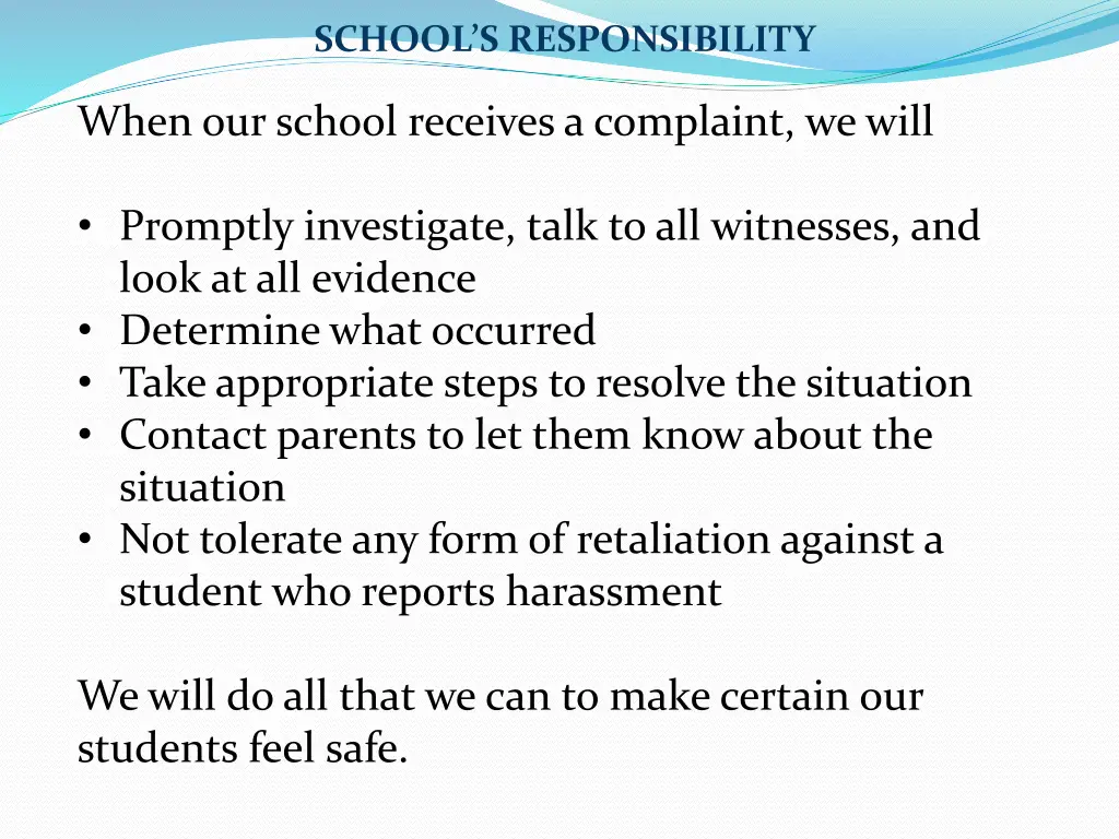 school s responsibility