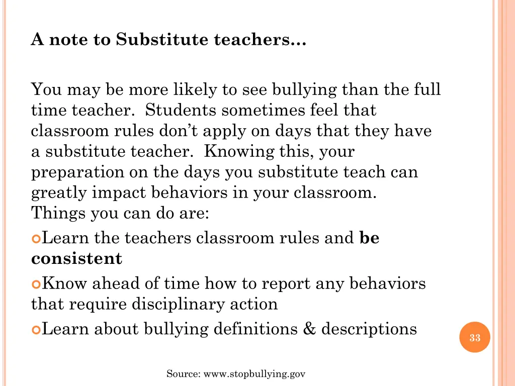 a note to substitute teachers