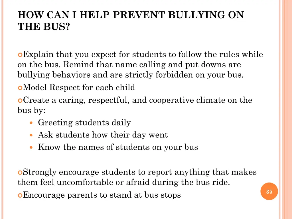 how can i help prevent bullying on the bus