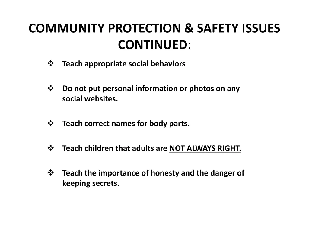 community protection safety issues continued 1