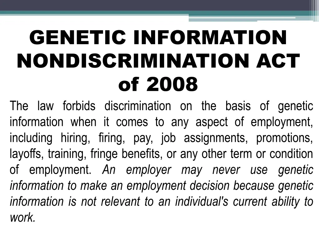 genetic information nondiscrimination act of 2008