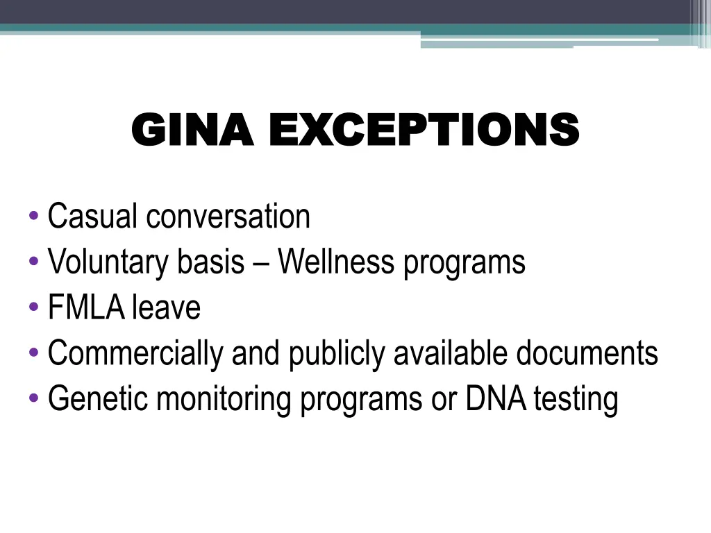 gina exceptions gina exceptions