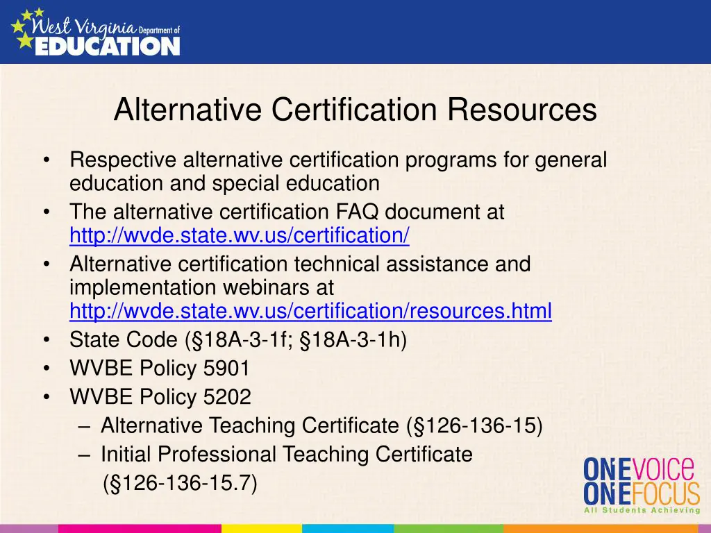 alternative certification resources