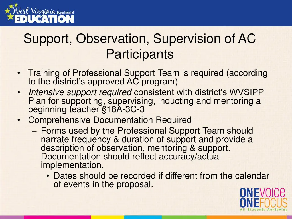 support observation supervision of ac participants