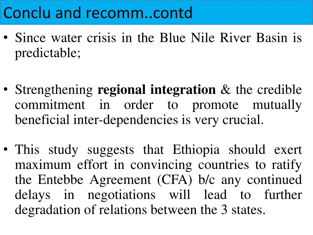 conclu and recomm contd since water crisis