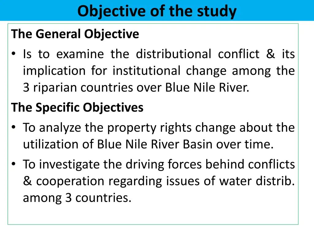 objective of the study