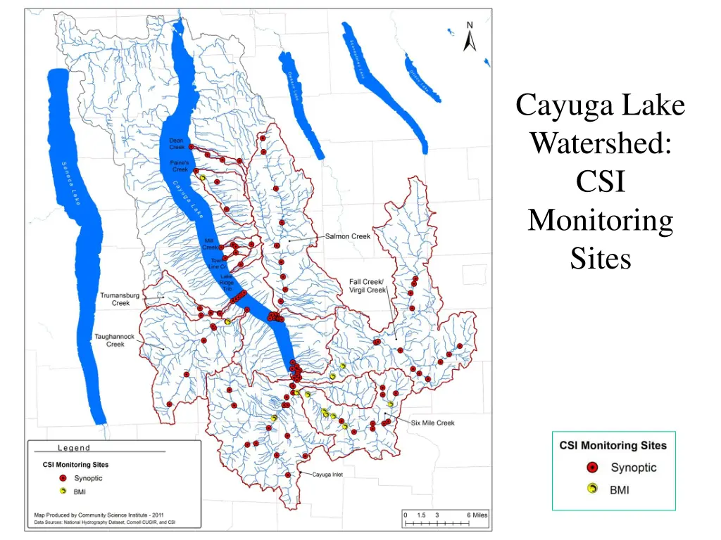 cayuga lake watershed csi monitoring sites