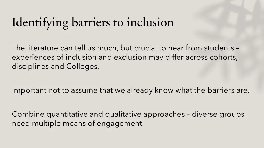 identifying barriers to inclusion