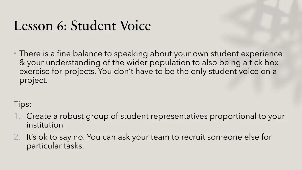 lesson 6 student voice