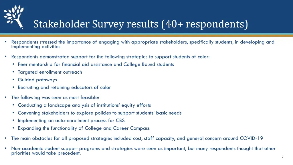 stakeholder survey results 40 respondents