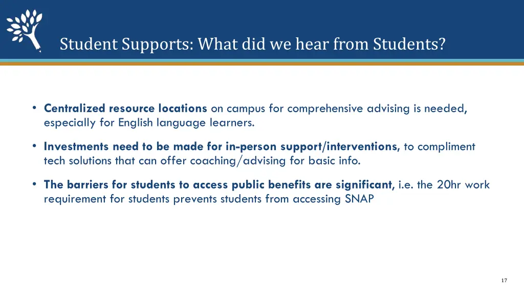 student supports what did we hear from students