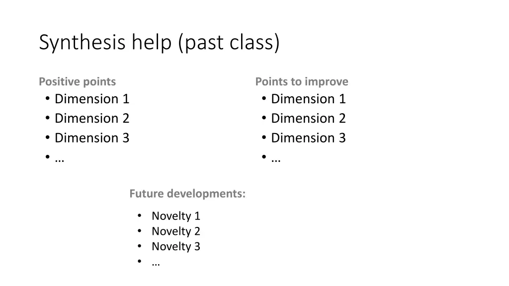 synthesis help past class