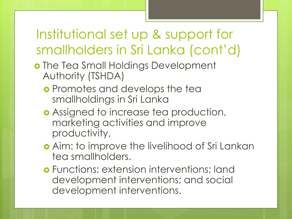 institutional set up support for smallholders 13