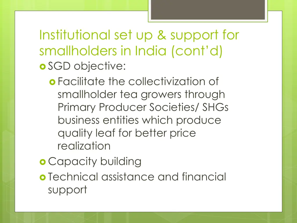 institutional set up support for smallholders 5