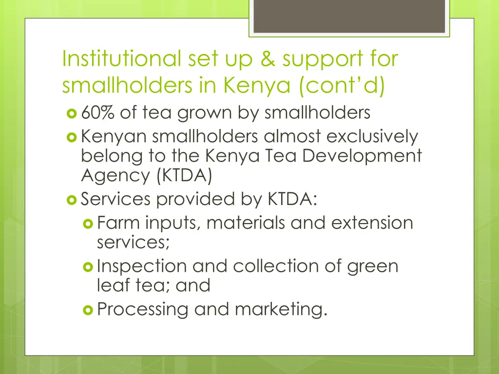 institutional set up support for smallholders 8