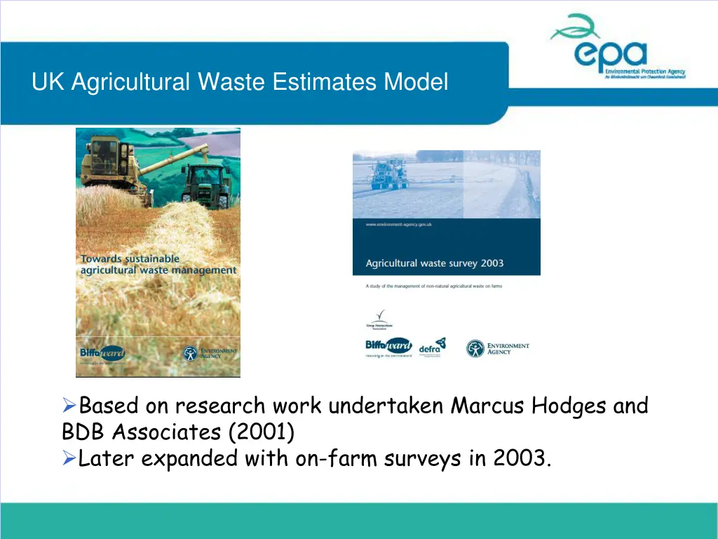 uk agricultural waste estimates model