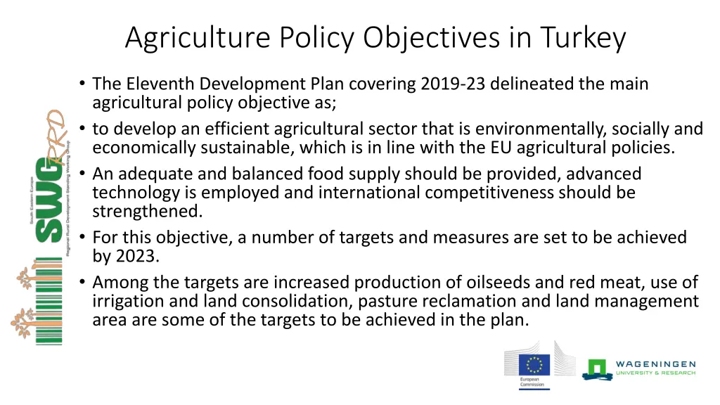 agriculture policy objectives in turkey