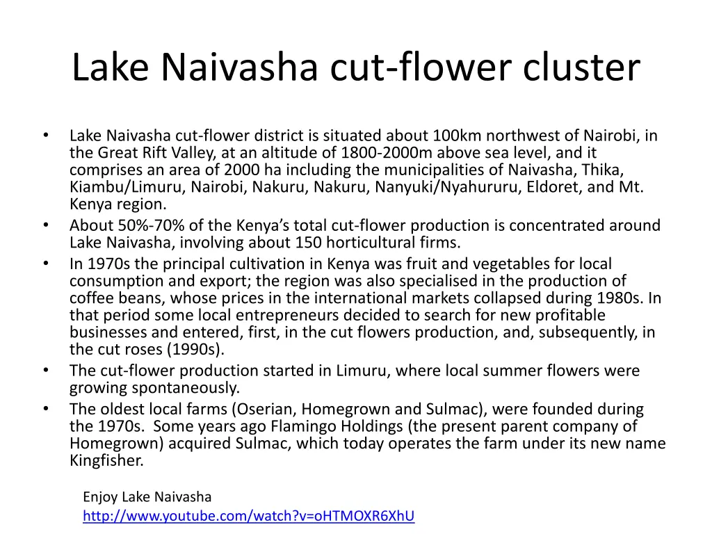 lake naivasha cut flower cluster