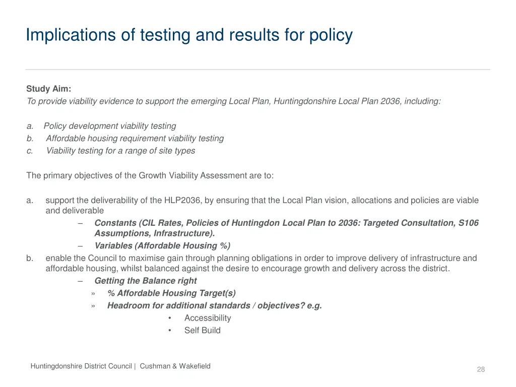 implications of testing and results for policy