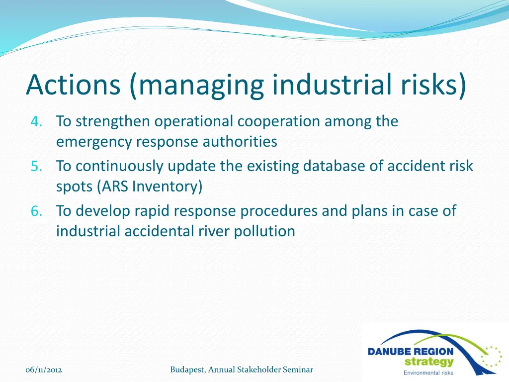 actions managing industrial risks