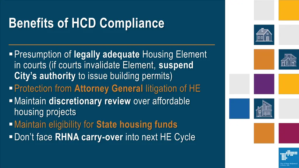 benefits of hcd compliance