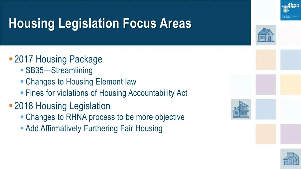 housing legislation focus areas