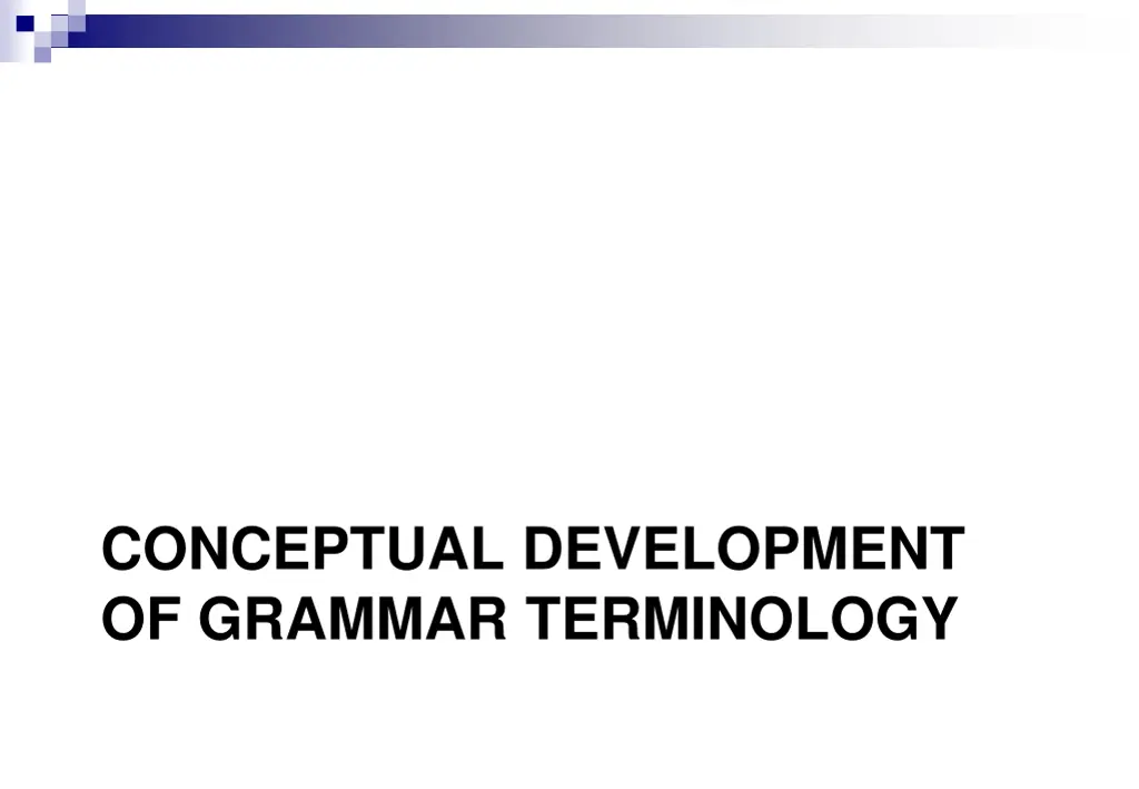 conceptual development of grammar terminology