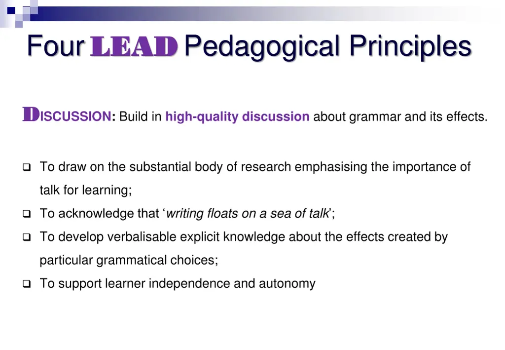 four lead lead pedagogical principles