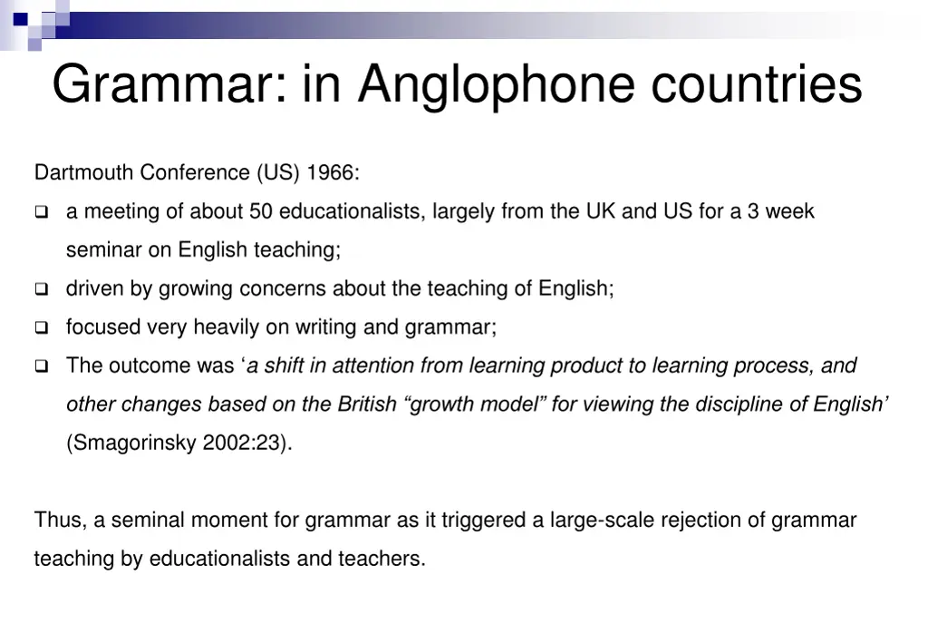 grammar in anglophone countries