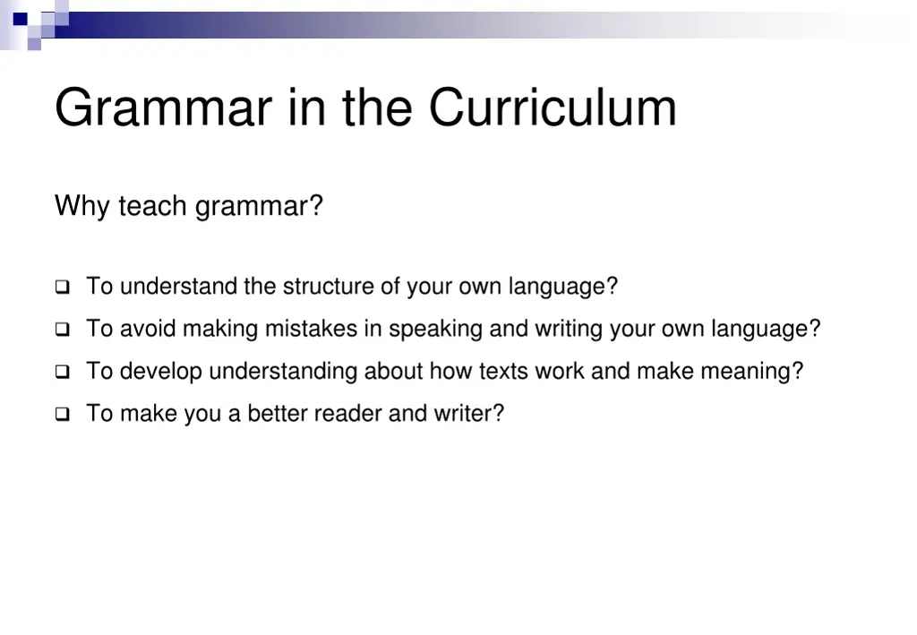 grammar in the curriculum 1