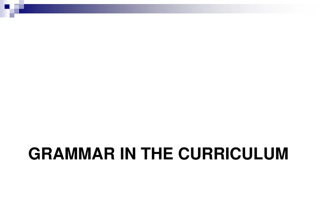 grammar in the curriculum