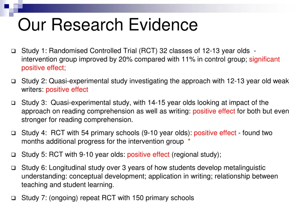 our research evidence