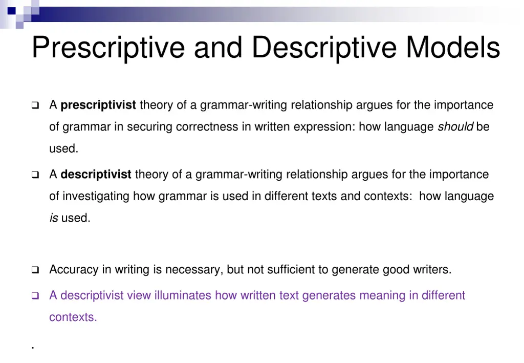 prescriptive and descriptive models