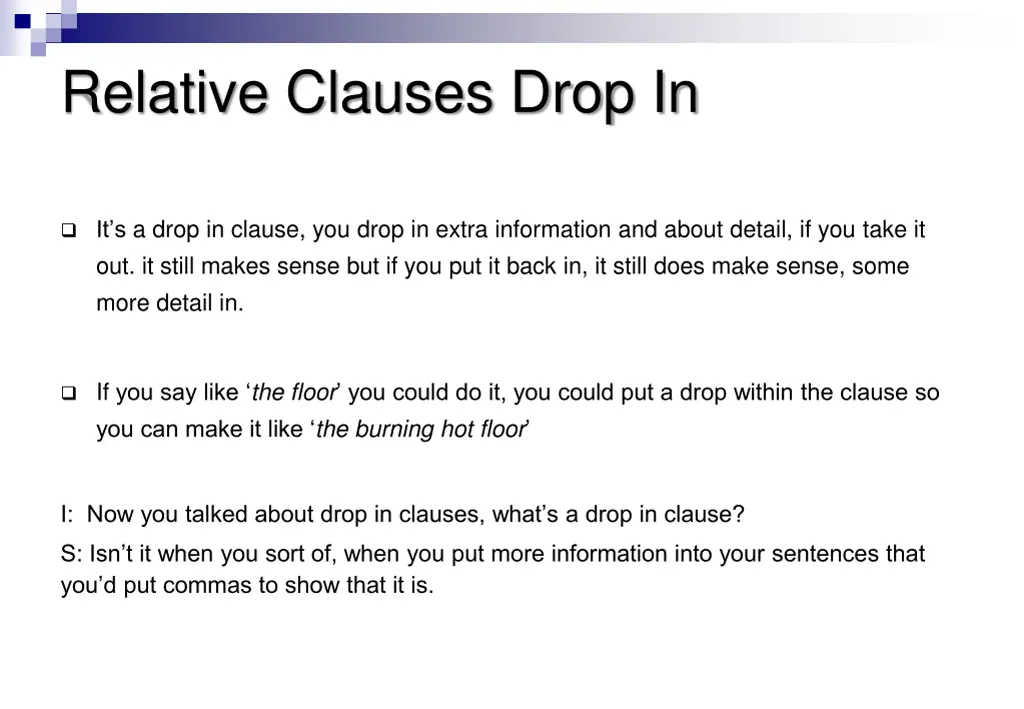 relative clauses drop in