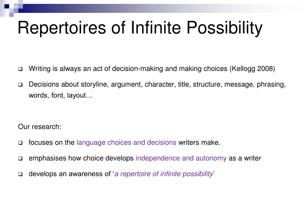 repertoires of infinite possibility