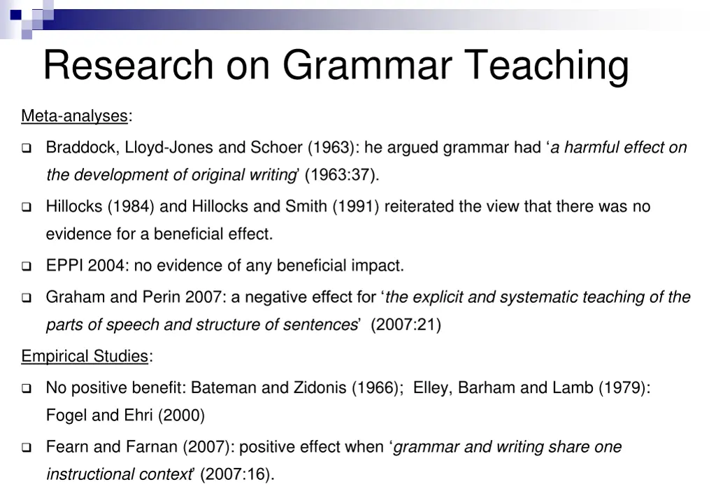 research on grammar teaching 1